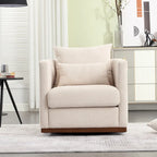 Chenille Swivel Barrel Chair with Sturdy Metal Base and Ergonomic Design