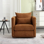 Chenille Swivel Barrel Chair with Sturdy Metal Base and Ergonomic Design