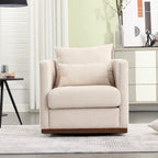 Chenille Swivel Barrel Chair with Sturdy Metal Base and Ergonomic Design