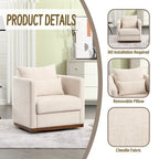 Chenille Swivel Barrel Chair with Sturdy Metal Base and Ergonomic Design
