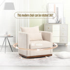 Chenille Swivel Barrel Chair with Sturdy Metal Base and Ergonomic Design