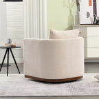 Chenille Swivel Barrel Chair with Sturdy Metal Base and Ergonomic Design