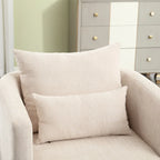 Chenille Swivel Barrel Chair with Sturdy Metal Base and Ergonomic Design