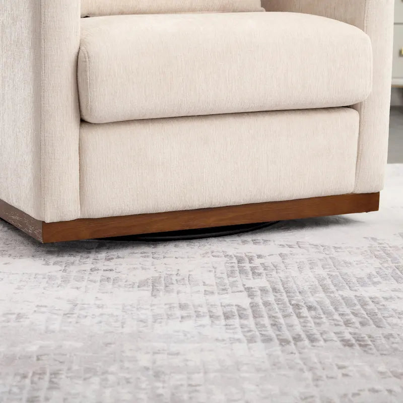 Chenille Swivel Barrel Chair with Sturdy Metal Base and Ergonomic Design