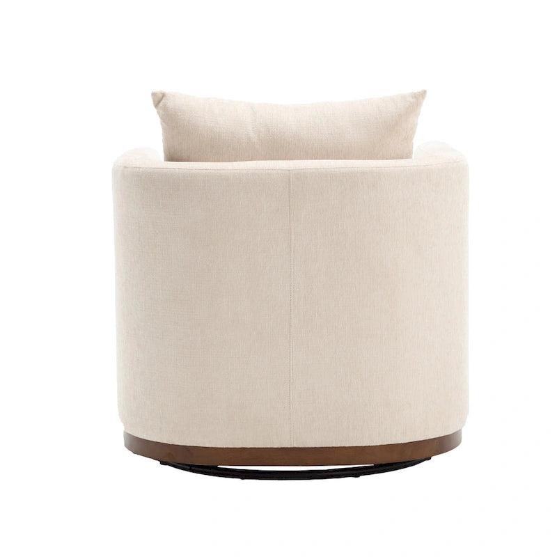 Chenille Swivel Barrel Chair with Sturdy Metal Base and Ergonomic Design