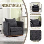 Chenille Swivel Barrel Chair with Sturdy Metal Base and Ergonomic Design