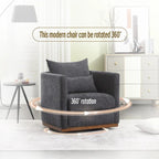 Chenille Swivel Barrel Chair with Sturdy Metal Base and Ergonomic Design
