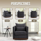 Chenille Swivel Barrel Chair with Sturdy Metal Base and Ergonomic Design