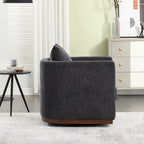 Chenille Swivel Barrel Chair with Sturdy Metal Base and Ergonomic Design