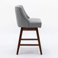 Counter Height Swivel Bar Stools Set of 2, Upholstered Fabric Counter Kitchen Island Barstools with Back, Solid Wood Legs