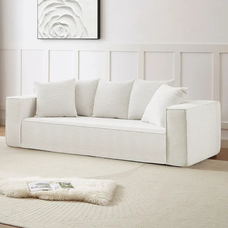 Corduroy 3-Seater Sofa - Available in Black, White, Orange, Green