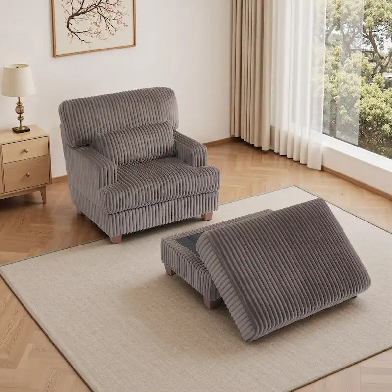 Oversized Chaise Longue Accent Chair with Ottoman