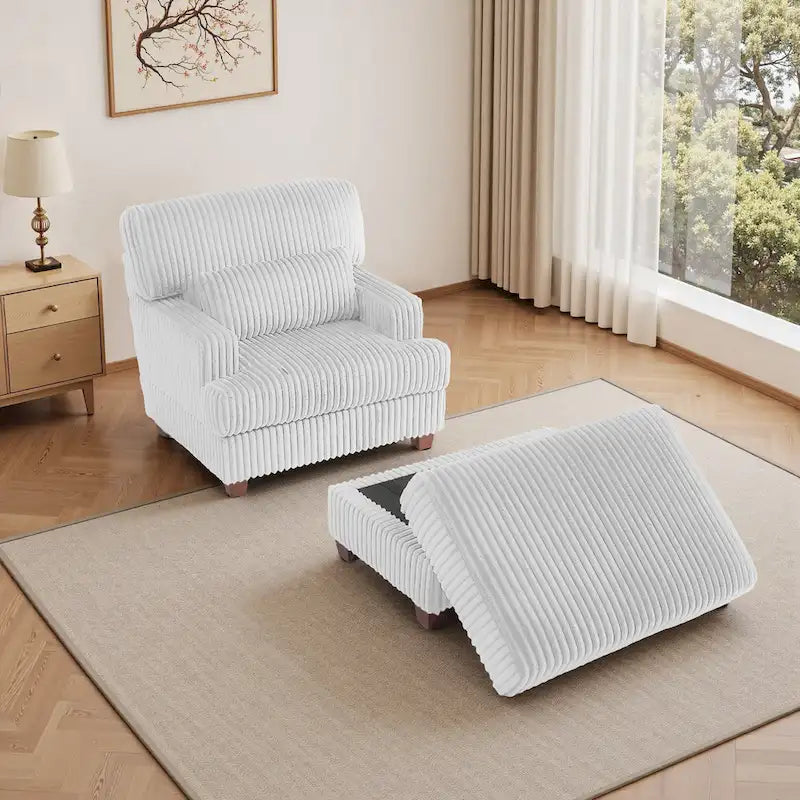 Oversized Chaise Longue Accent Chair with Ottoman
