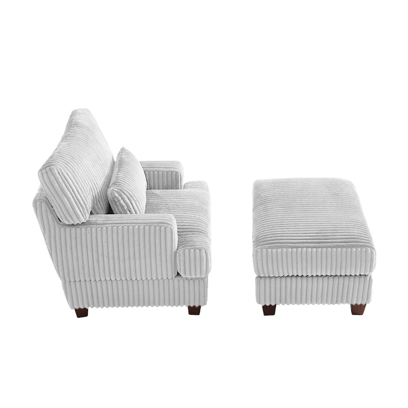 Oversized Chaise Longue Accent Chair with Ottoman