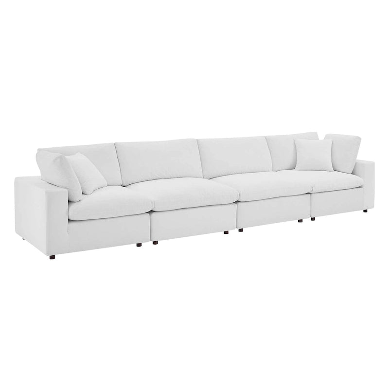 Down Filled Overstuffed Performance Velvet 4-Seater Sofa