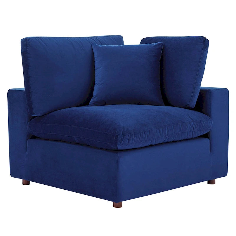 Down Filled Overstuffed Performance Velvet 4-Seater Sofa