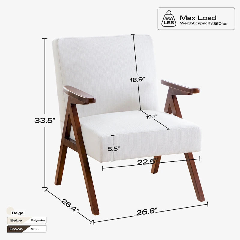 Set of 2 Upholstered Accent Chair for Living Room, Bedroom