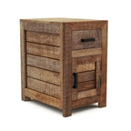 23-inch solid wood storage side table in warm country tones