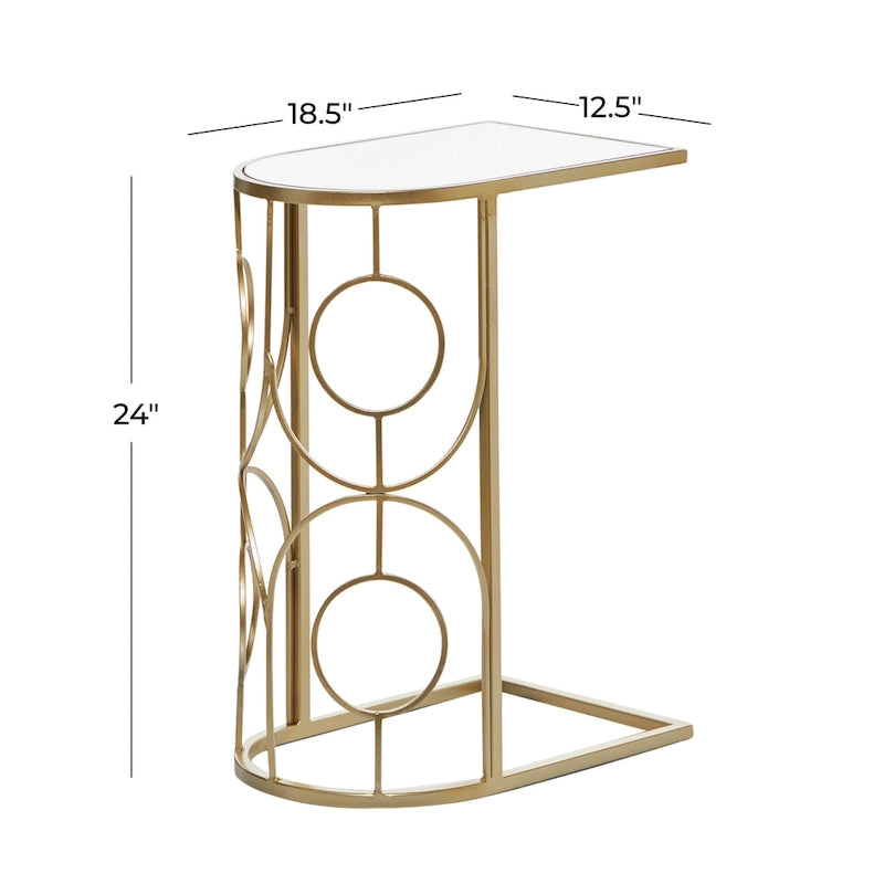 Metal Geometric Accent Table with Mirrored Glass Top - Gold  - 19 W x 12 L x 24 H