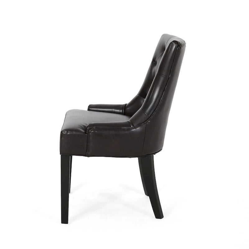 Modern style tufted faux leather dining chairs (set of 4).