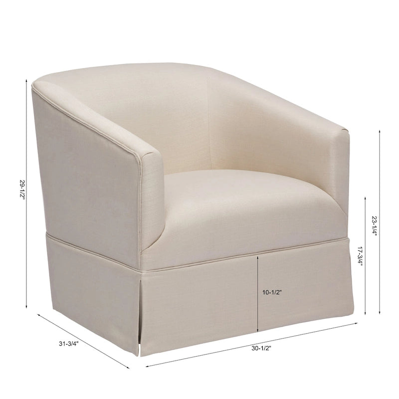 Skirted Fabric Swivel Accent Chair - Linen/Sky Blue - Single Seat