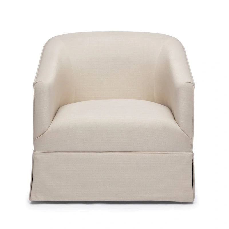 Skirted Fabric Swivel Accent Chair - Linen/Sky Blue - Single Seat