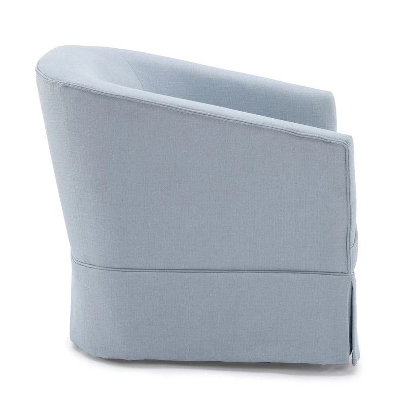Skirted Fabric Swivel Accent Chair - Linen/Sky Blue - Single Seat