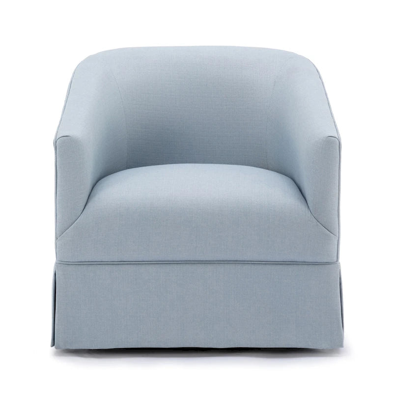 Skirted Fabric Swivel Accent Chair - Linen/Sky Blue - Single Seat