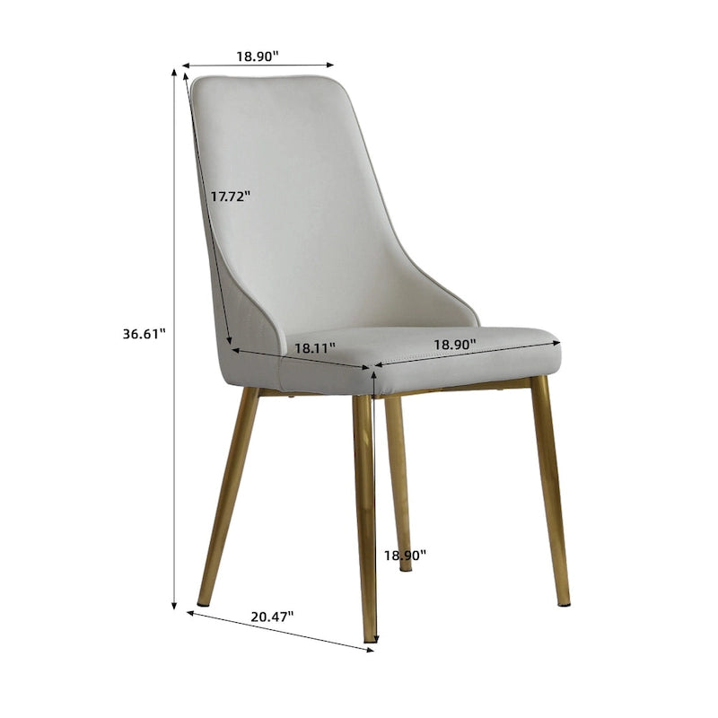 Set of 2 Upholstered PU Leather Dining Chairs Side Chair