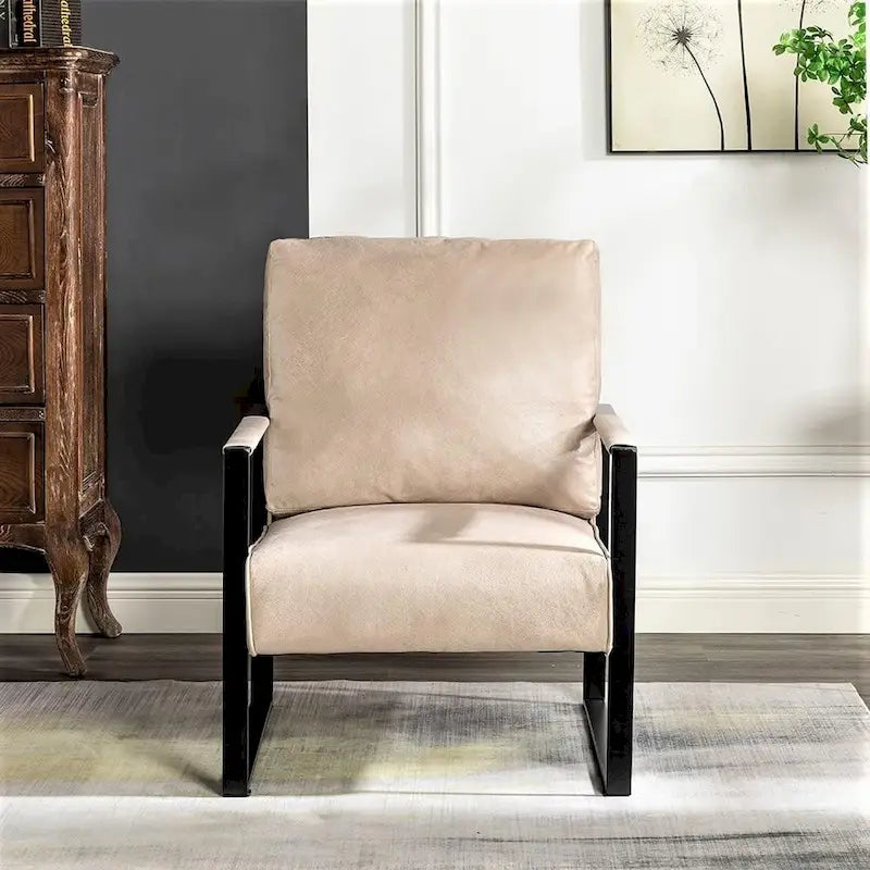 Microfiber Upholstery Metal Arms Chair