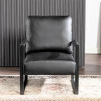 US Pride Furniture Hosam 25.4  PU/Microfiber Upholstery Metal Arms Chair
