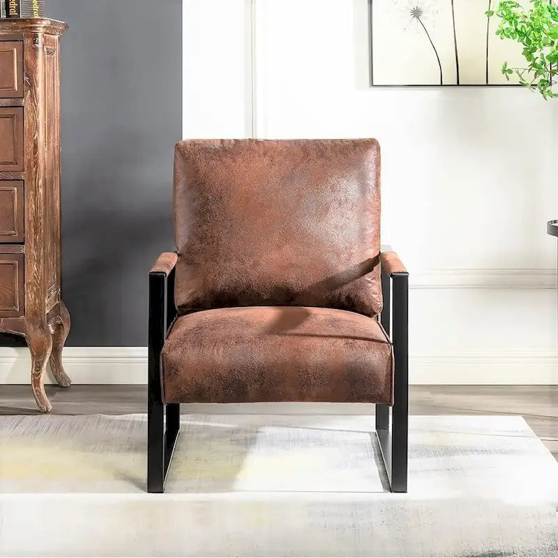 Microfiber Upholstery Metal Arms Chair