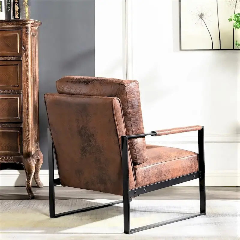 Microfiber Upholstery Metal Arms Chair