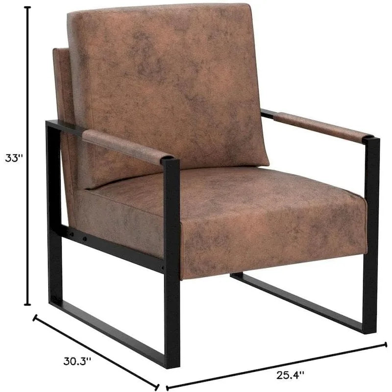 Microfiber Upholstery Metal Arms Chair