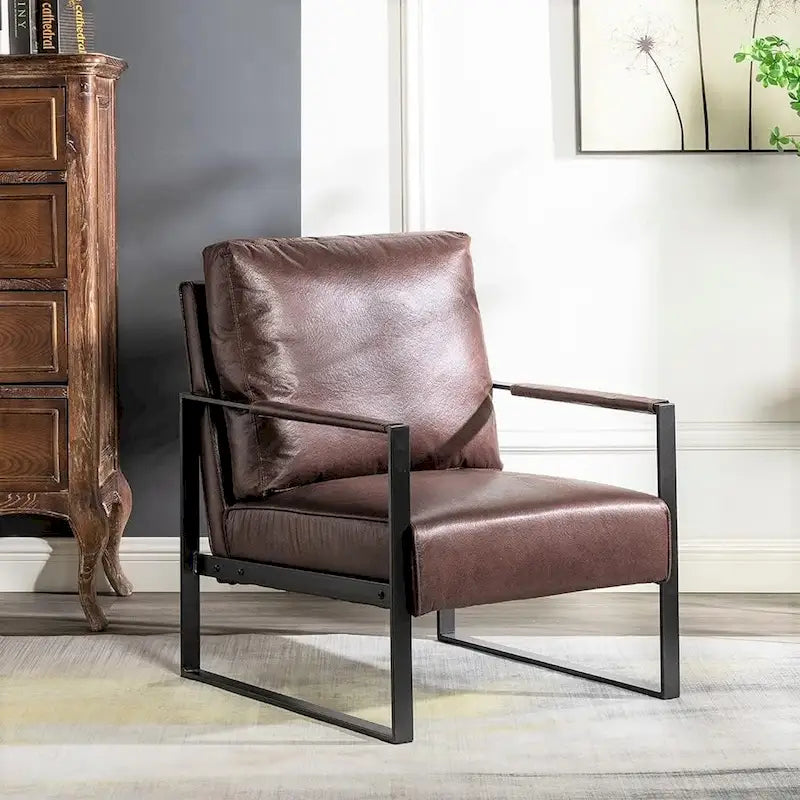 Microfiber Upholstery Metal Arms Chair