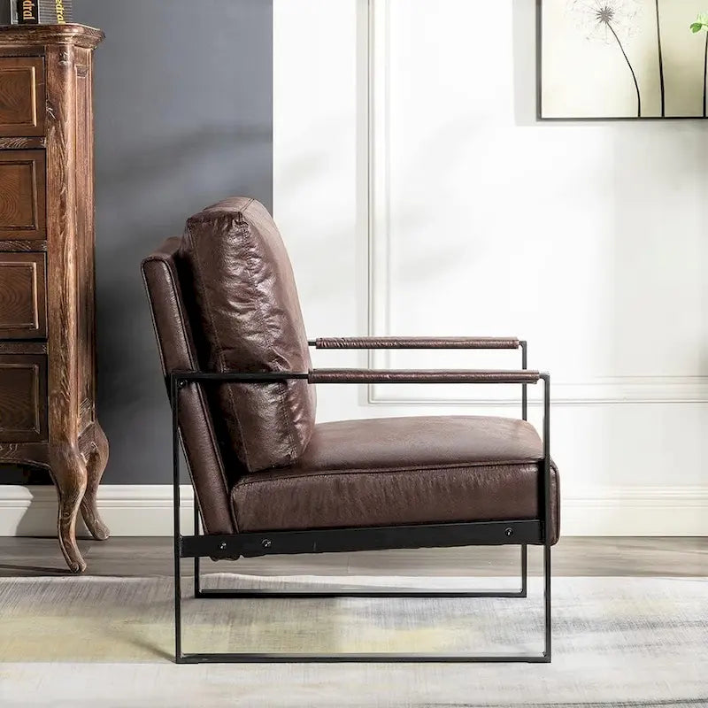 Microfiber Upholstery Metal Arms Chair