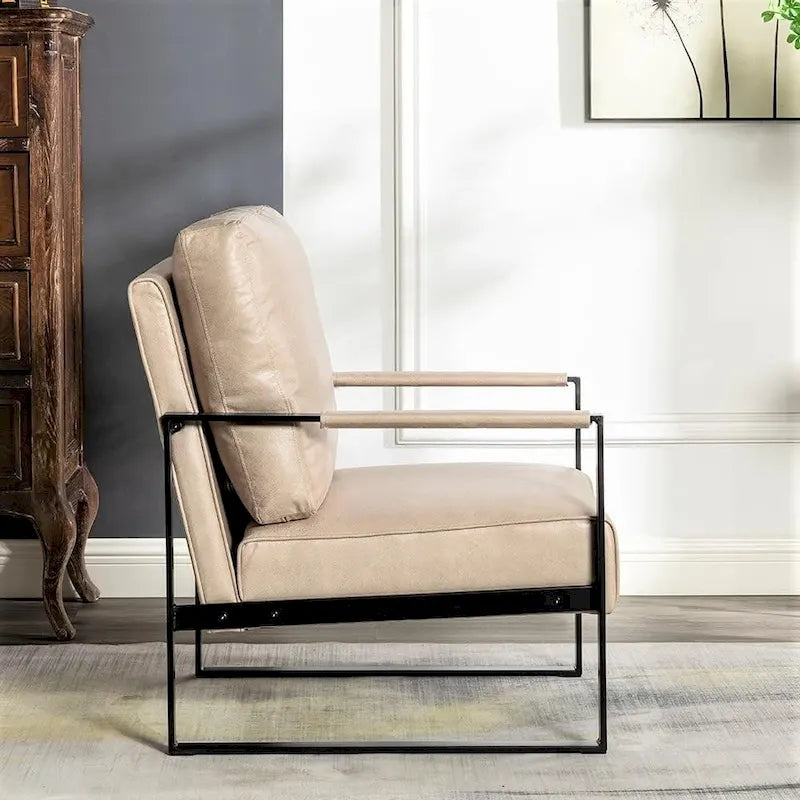Microfiber Upholstery Metal Arms Chair