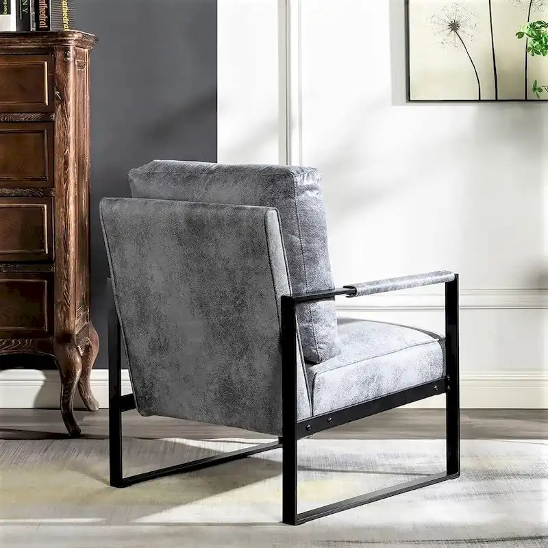 Microfiber Upholstery Metal Arms Chair