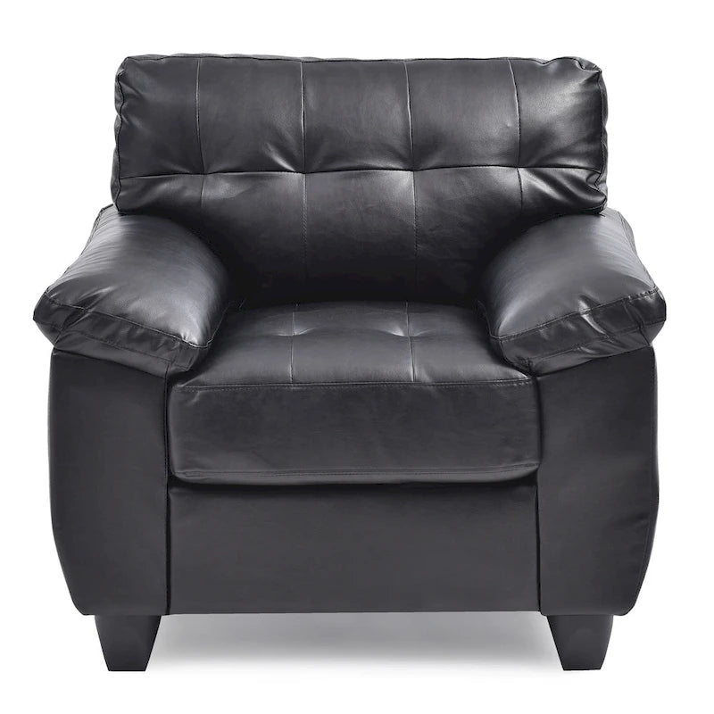 Faux Leather Tufted Accent Chair