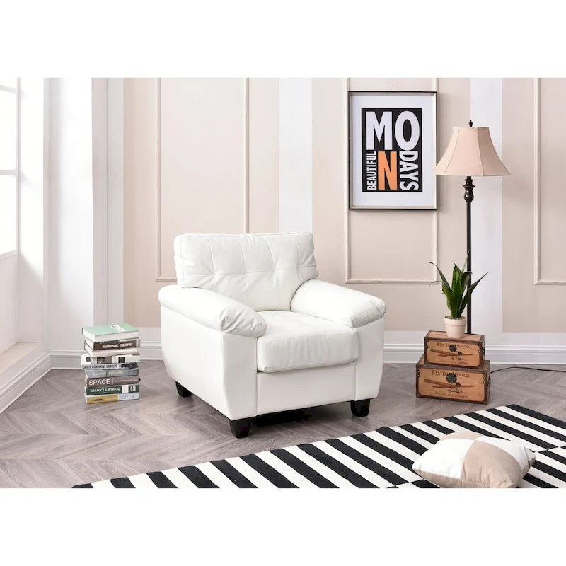 Faux Leather Tufted Accent Chair