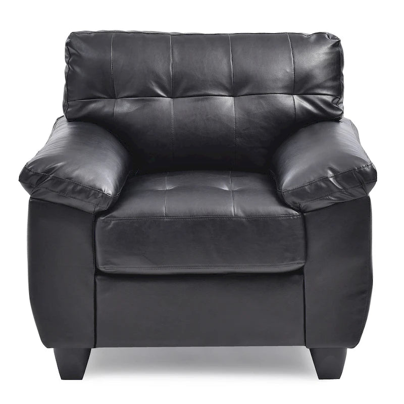 Faux Leather Tufted Accent Chair