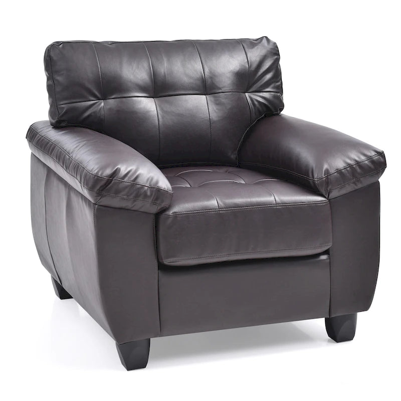 Faux Leather Tufted Accent Chair