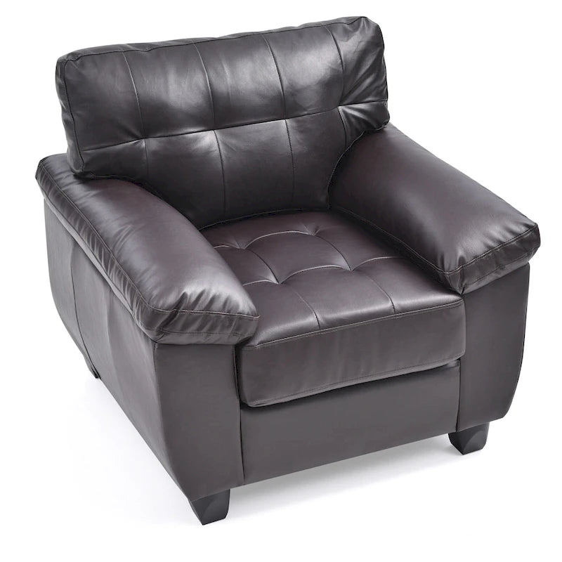 Faux Leather Tufted Accent Chair