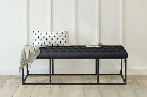 Porthos Home Ellie Faux Leather Accent Bench with Metal Frame Base