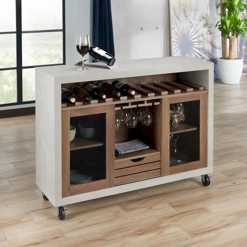 Contemporary 4-shelf Rolling Buffet