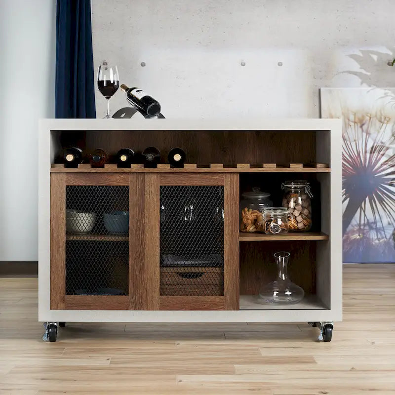 Contemporary 4-shelf Rolling Buffet