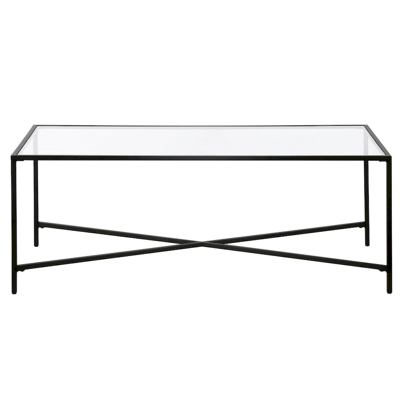 Glass Top Coffee Table with Steel Frame