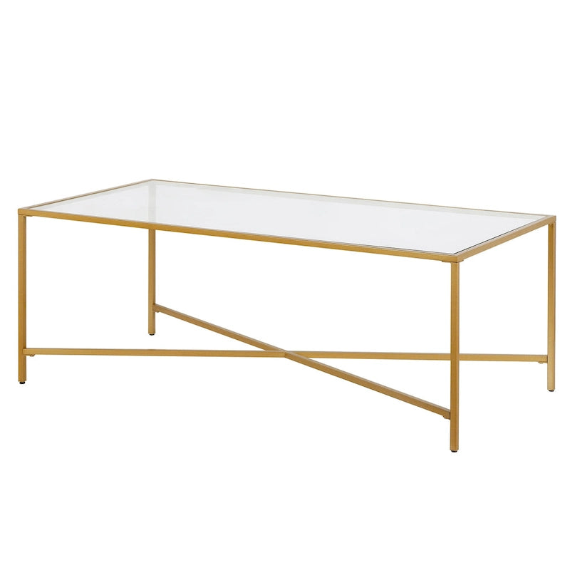Glass Top Coffee Table with Steel Frame