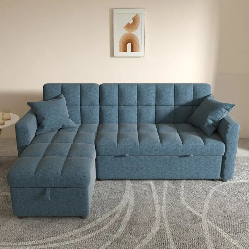 L-shaped Pull-out Sleeper Sectional Sofa Bed with Storage Chaise