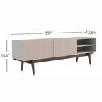 TV Stand Console Fits TV's up to 65 in. with Wood Legs in Mid Century Modern Scandinavian Design